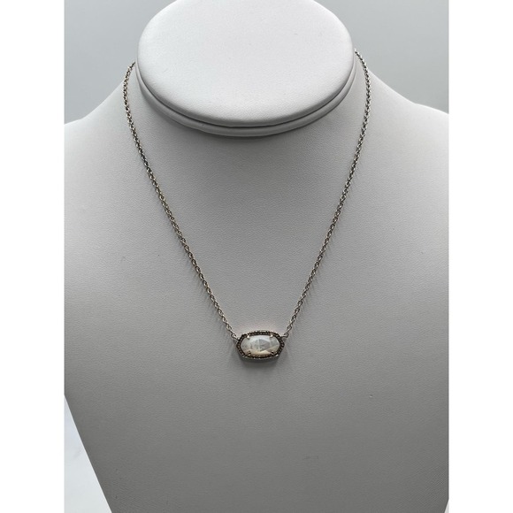 Kendra Scott Elisa Gold Plated Pendant Necklace Prong set Ivory Mother-of-Pearl - Picture 3 of 11